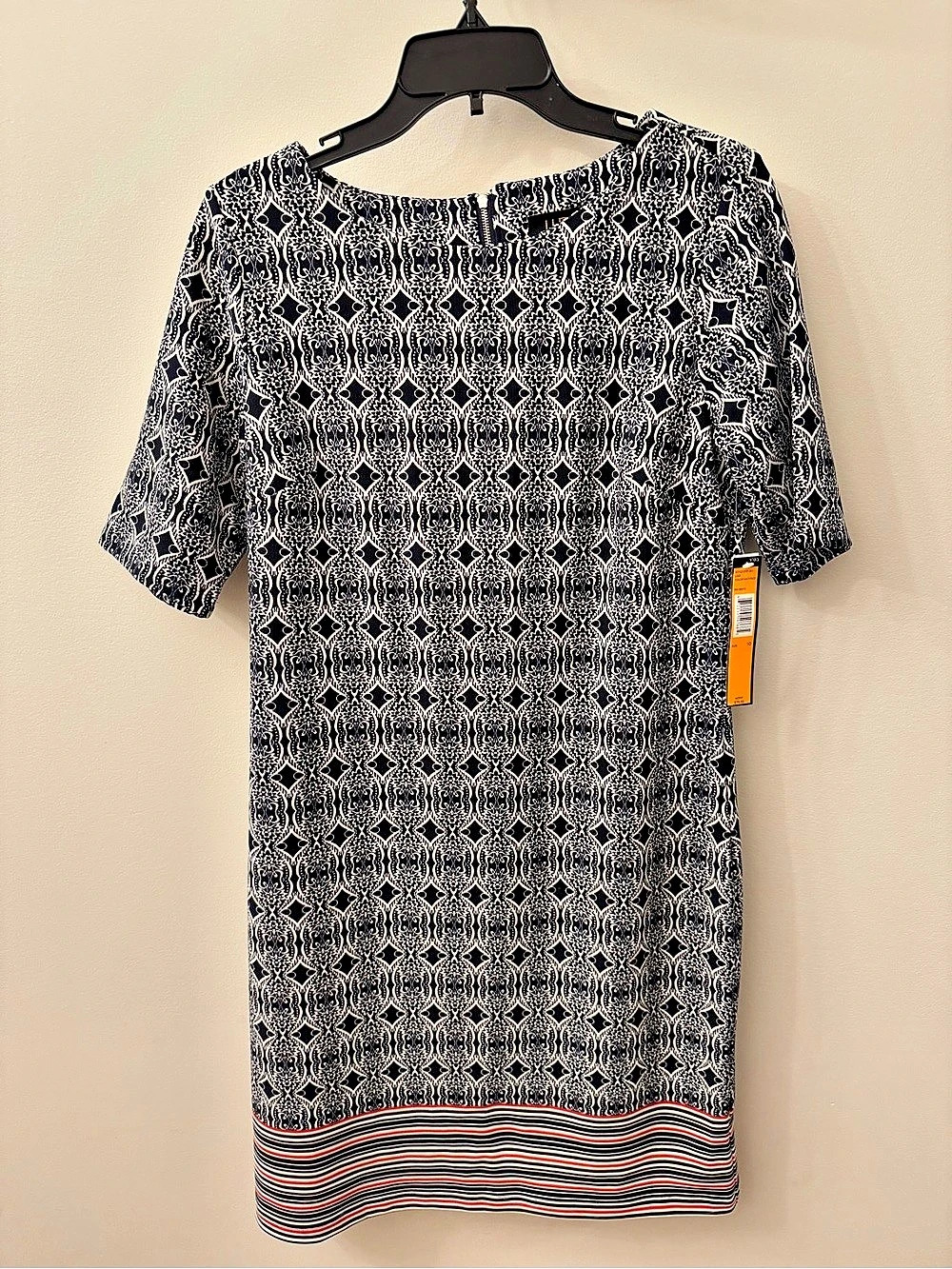 L.E. New York Geometric Mini Dress in Black & White Size 10 NWT
